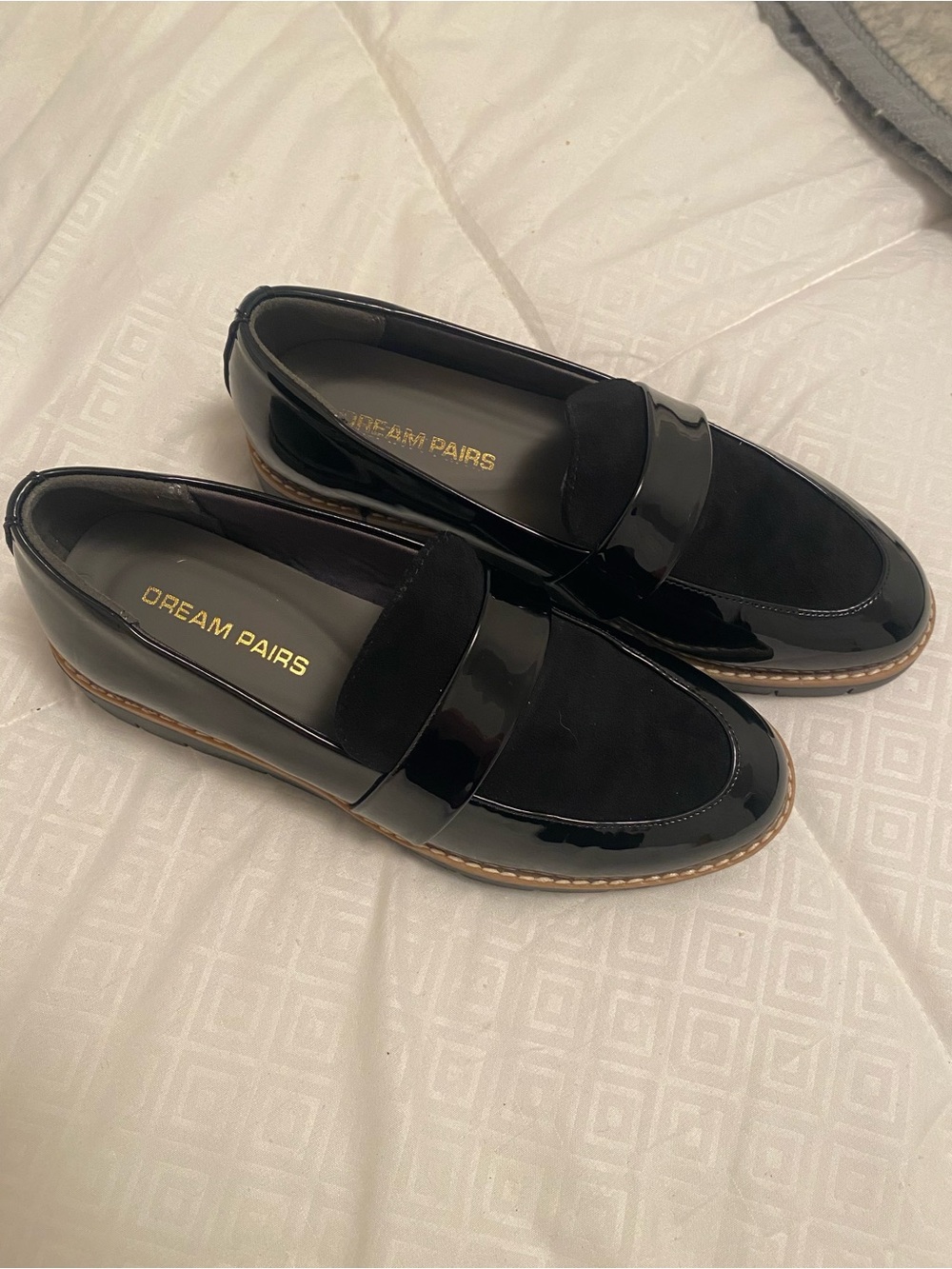 Dream Pairs Black Patent and Suede Slip-On Loafers